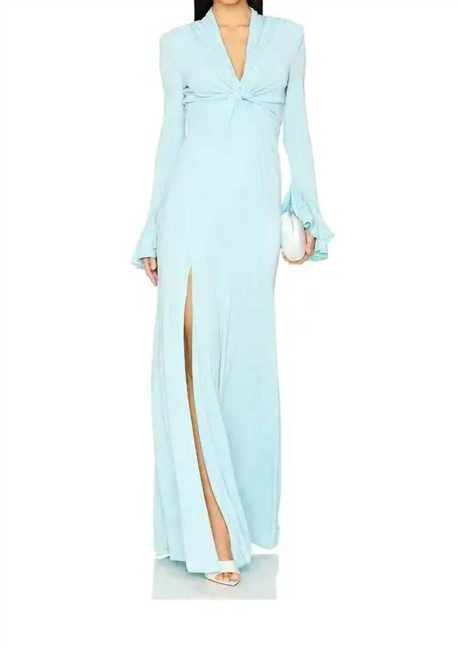 NEW CINQ A SEPT evelyn front knot dress in morning sky